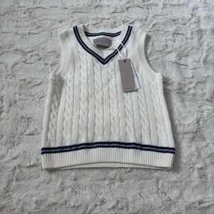 NWT  John Lewis Heirloom Collection Size 2-3 Years White Cable Knit Sweater Vest